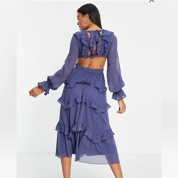 ASOS Design - Tiered Ruffle Midi Dress - Picture 3 of 7
